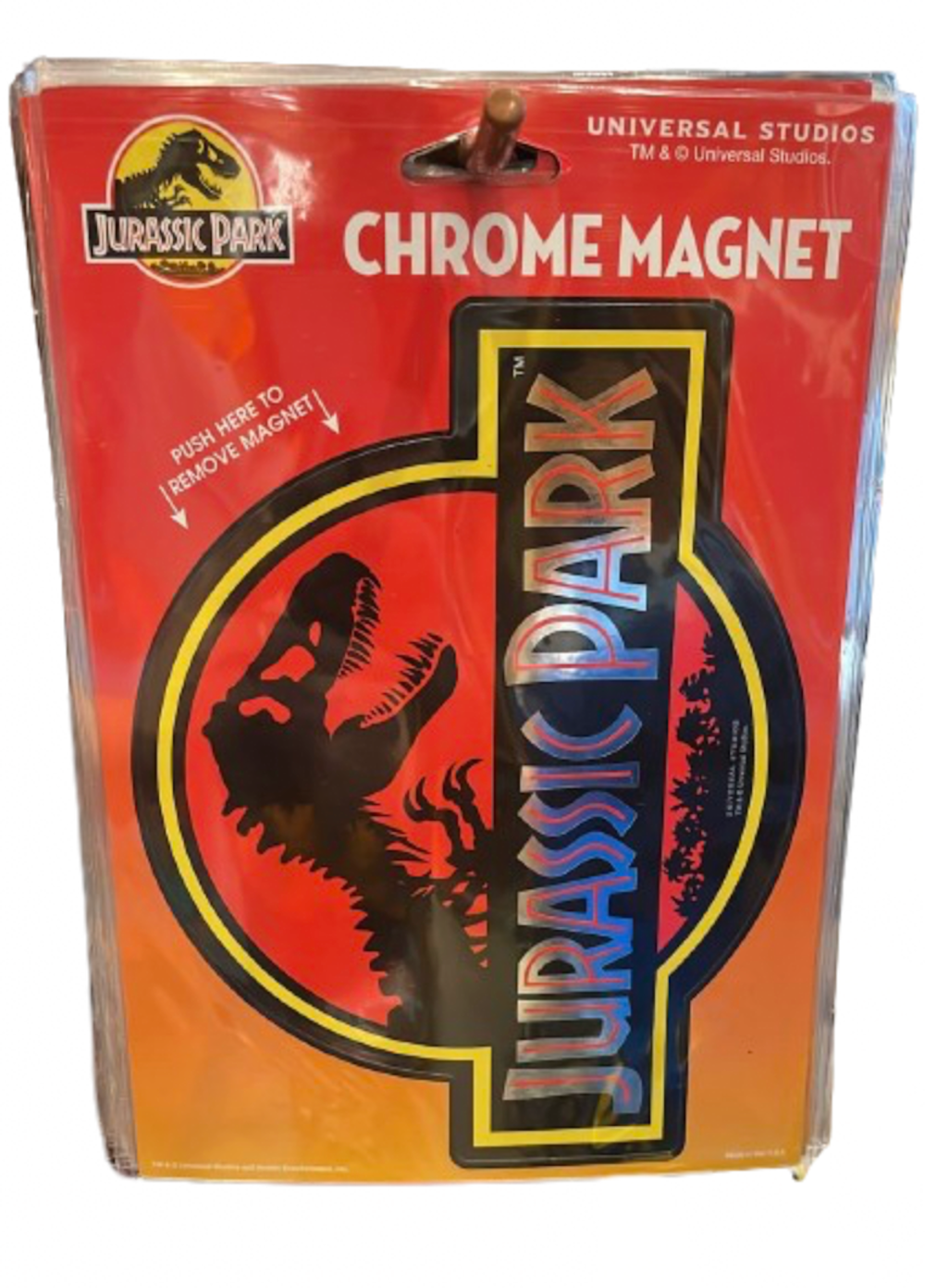 Universal Studios Jurassic Park Logo Chrome Magnet Set New