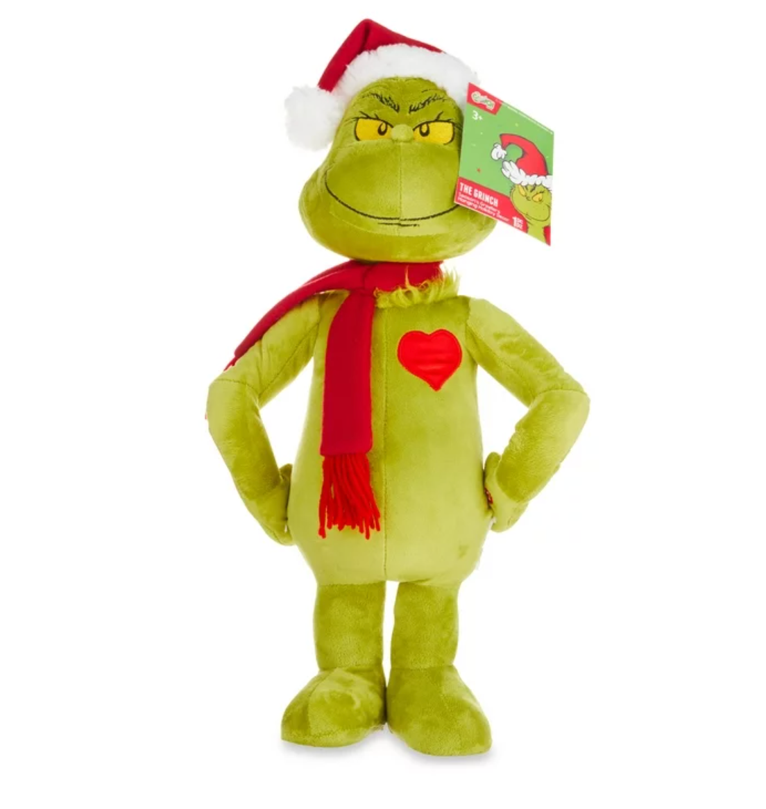 Dr. Seuss The Grinch with Heart Christmas Holiday Greeter Plush New With Tag