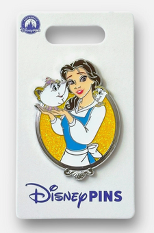 Disney Parks Princess Portrait Silver Frame Belle Miss Potts Chip Pin New w Card