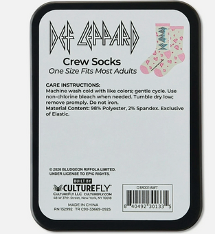 Def Leppard Band Crew Socks One Size Fits Most Unisex with Collectible Box New