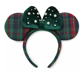 Disney Parks Minnie Mouse Holiday Plaid Ear Headband New With Tag
