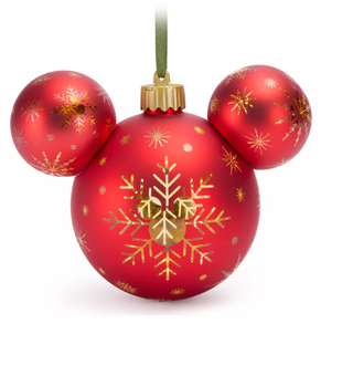 Disney Parks Metallic Red Mickey Icon Light Up Christmas Ornament New with Tag