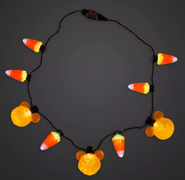 Disney Parks Mickey Mouse Jack-o'-Lantern Halloween Glow Necklace New With Tag