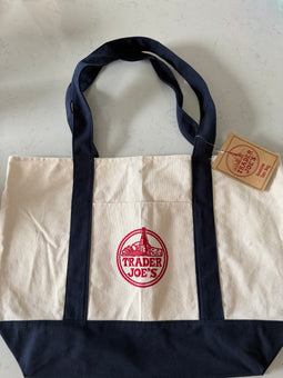 Trader Joe’s Large Blue Navy Canvas Tote Bag New with Tag