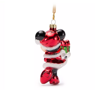 Disney Parks Santa Minnie Glitter Glass Christmas Ornament New with Tag