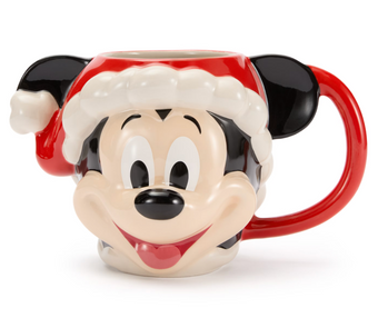 Disney Parks Santa Mickey Mouse Figural Coffee Mug New With Tag