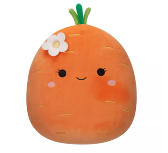 Squishmallows 12" Caroleena Orange Carrot w Green Top and Flower Pin Plush New