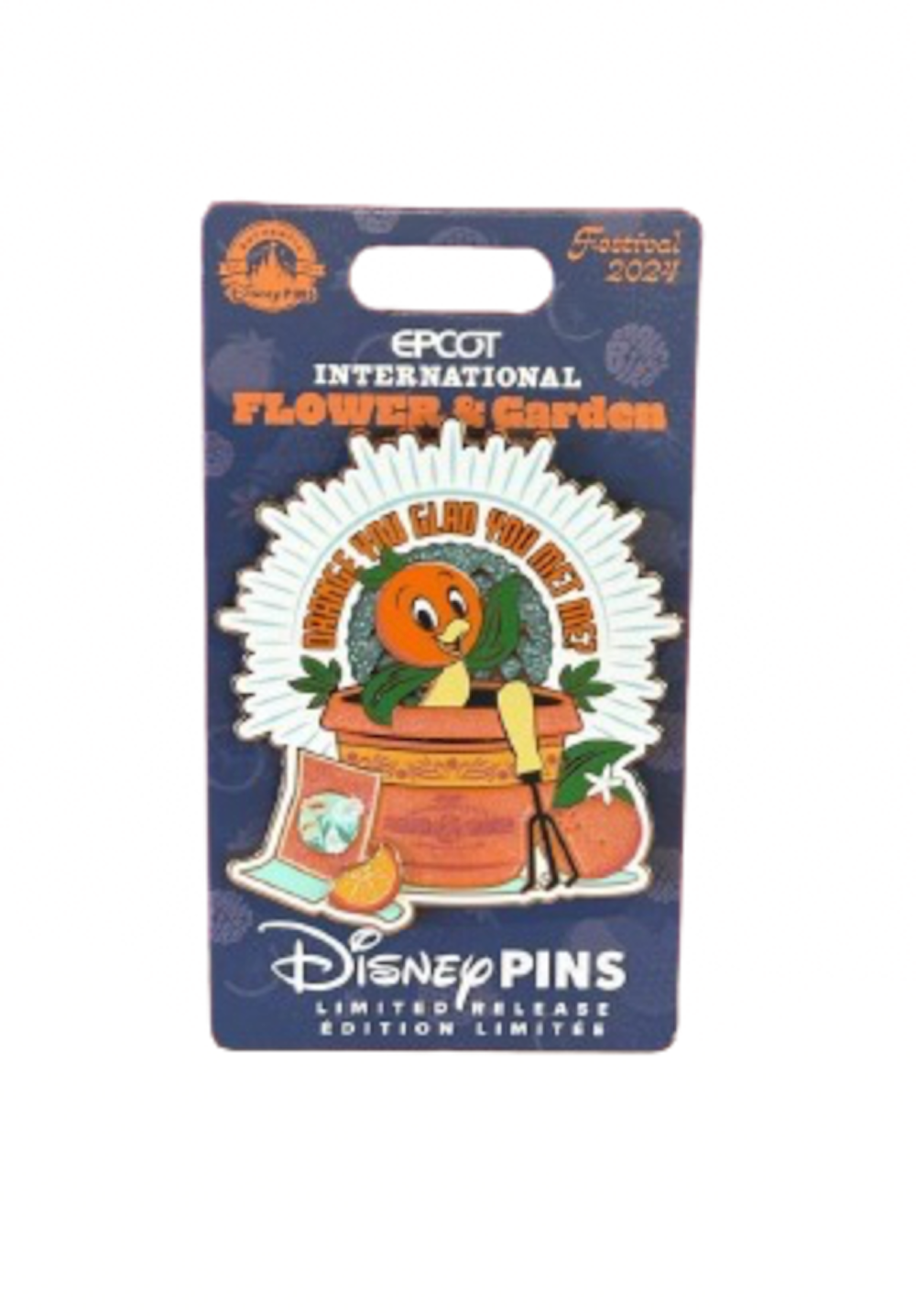 Disney Epcot Flower and Garden 2024 Orange Bird Jumbo Pin Limited New with Card