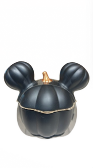 Disney Parks Home Halloween Mickey Black Pumpkin Candy Jar with Lid New