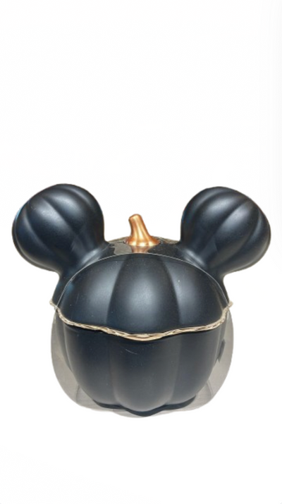 Disney Parks Home Halloween Mickey Black Pumpkin Candy Jar with Lid New