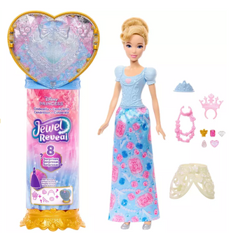 Disney Princess Jewel Reveal Cinderella Fashion Doll 8 Surprises Gem Box Toy New