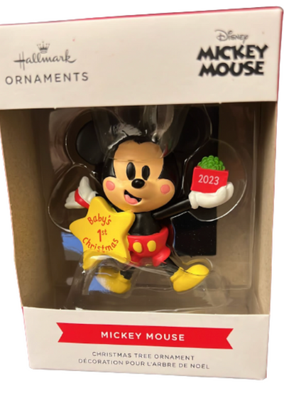 Hallmark Disney 2023 Mickey Baby's 1st Christmas Tree Ornament New With Box