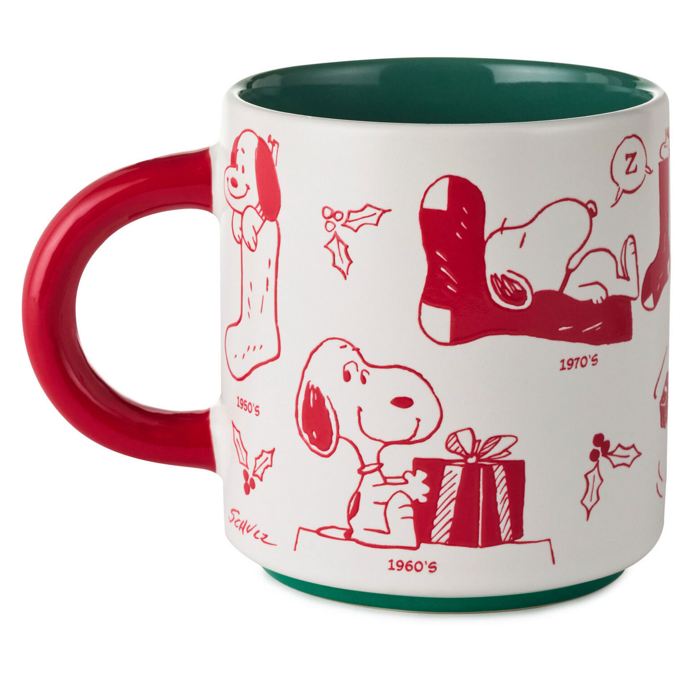 Hallmark Peanuts Holiday Snoopy Through the Decades Coffee Mug New