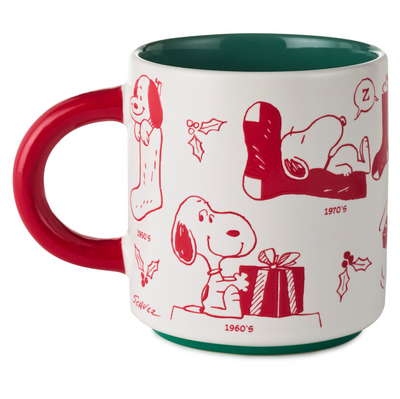 Hallmark Peanuts Holiday Snoopy Through the Decades Coffee Mug New
