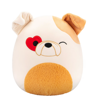 Squishmallows 16inc Brock the Tan Bulldog with Heart Eye Plush New With Tag