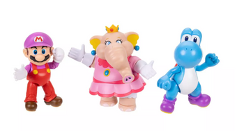 Nintendo Super Mario 4" 3pk Bubble Elephant Peach Blue Yoshi Action Figures New
