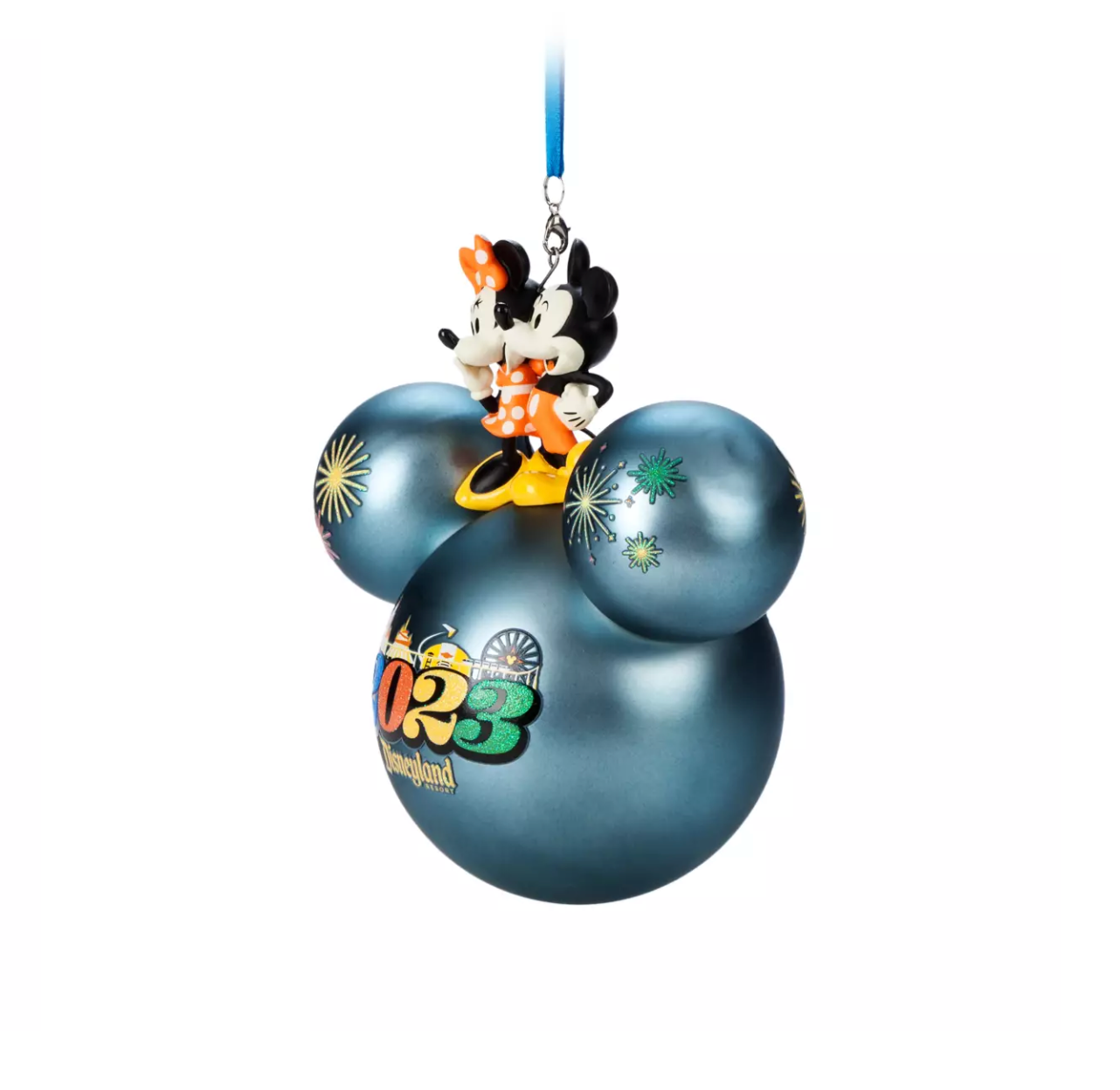 Disney Disneyland 2023 Mickey and Minnie Icon Glass Ball Ornament New with Tag