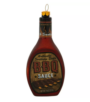 Robert Stanley BBQ Sauce Bottle Glass Christmas Ornament New with Tag