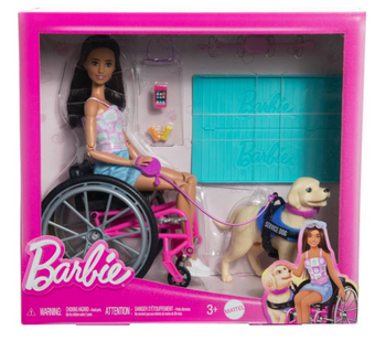Barbie Brunette Fashion Doll & Service Dog Playset Accessories Toy New with Box