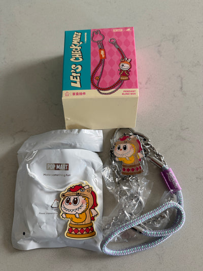 Pop Mart Labubu The Monsters Let's Checkmate Knight Pendant Keychain Charm New