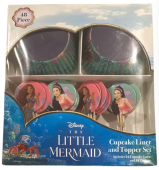 Disney Parks The Little Mermaid Cupcake Liner & Topper Set New With Tag