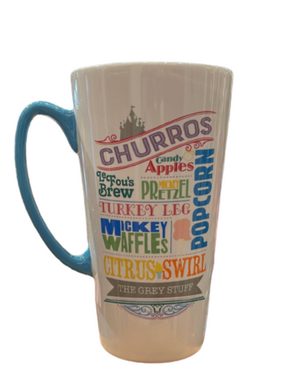 Disney Parks Mickey Foods Churros Waffles Popcorn Latte Mug New