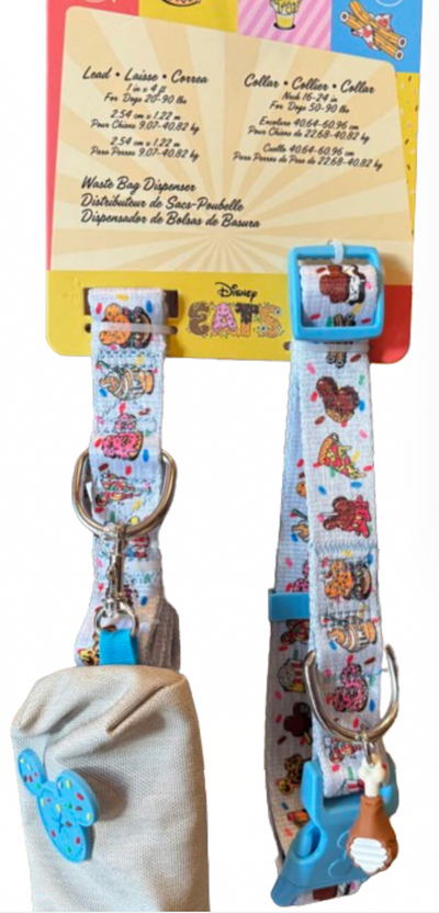 Disney Parks Eats Snacks Collection Pet Lead Collar Waste Bag Dispenser XS Set