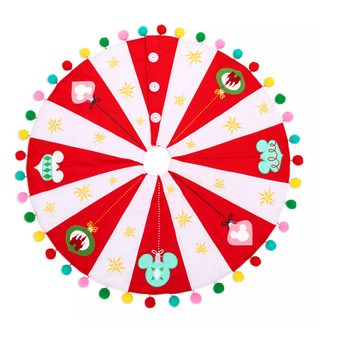 Disney Parks Classic Mickey Icon Reversible Red Holiday Christmas Tree Skirt New