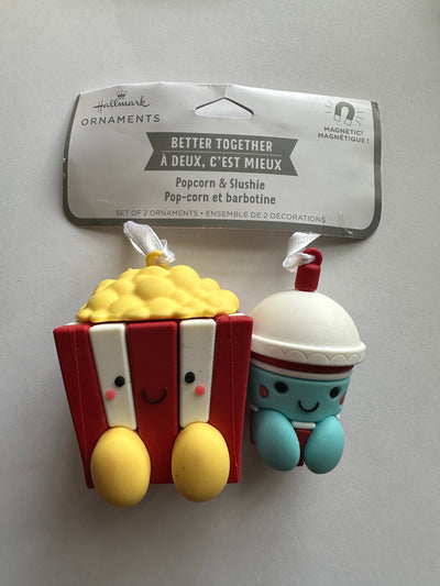 Hallmark 2022 Better Together Popcorn & Slushie Magnetic Christmas Ornaments New