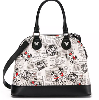 Disney Parks Mickey Mouse Satchel Bag in Newspaper Print New With Tag