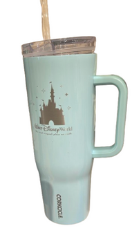 Disney Parks Corkcicle Tumbler Castle with Straw WDW Light Blue New with Tag