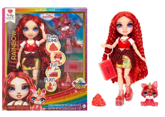 Rainbow High Ruby Red with Slime Kit & Pet 11'' Shimmer Doll Toy New With Box