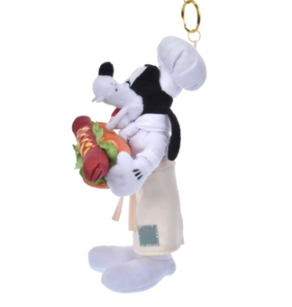 Disney Parks Bakery Chef Goofy with Hot Dog Plush Keychain New with Tag