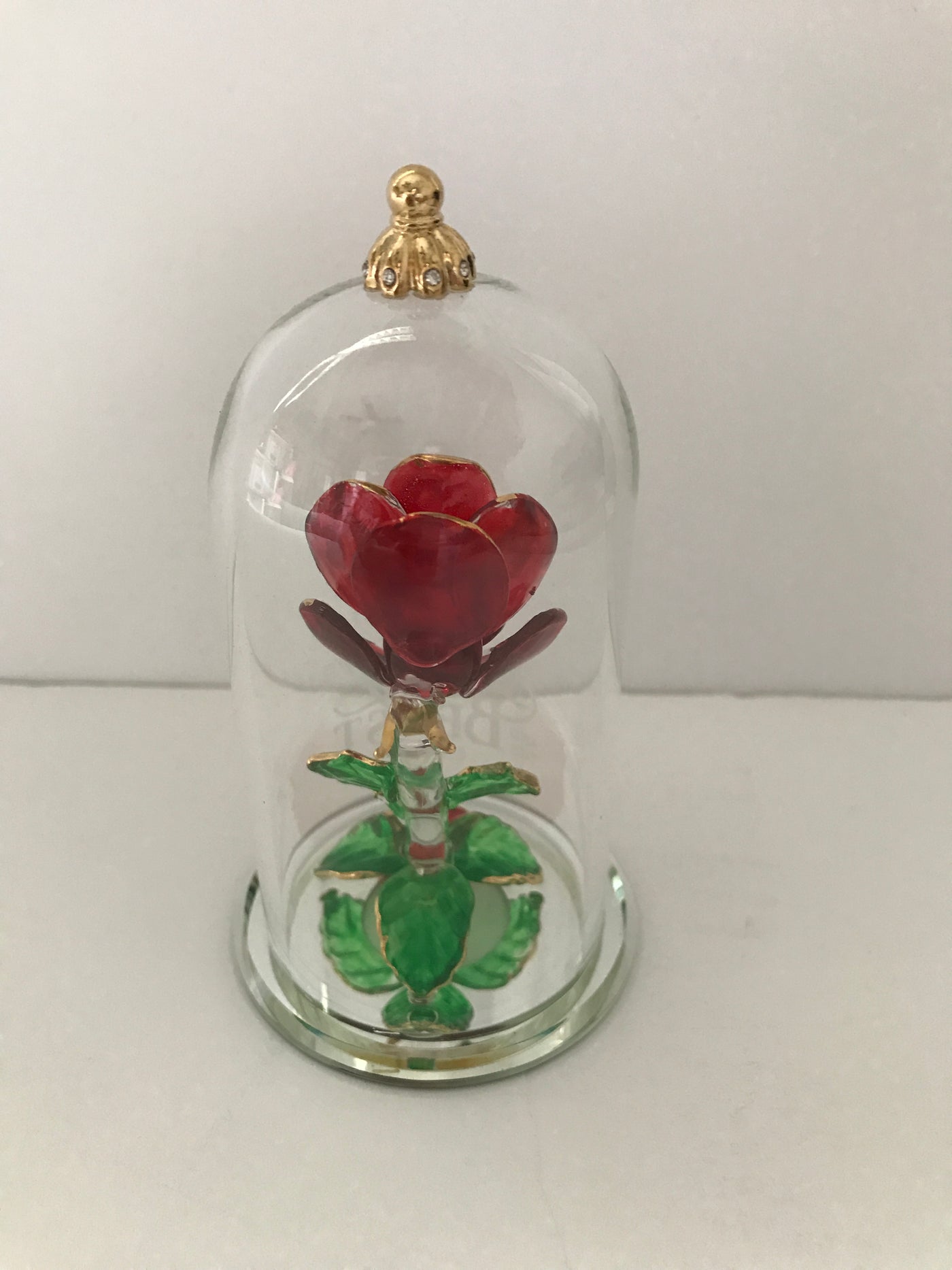 Disney Beauty and the Beast Enchanted Rose Glass Sculpture by Arribas Medium