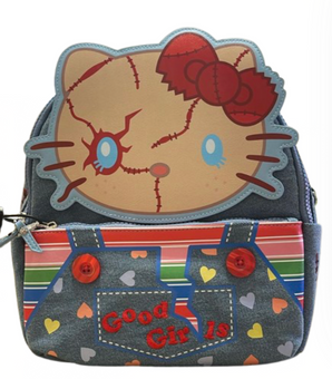 Universal Studios Hello Kitty Chucky Good Girls Denim Backpack New With Tag