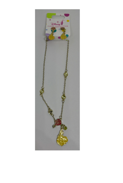 Disney Parks Collection Jewelry Belle Earrings and Necklace Set New w Tag