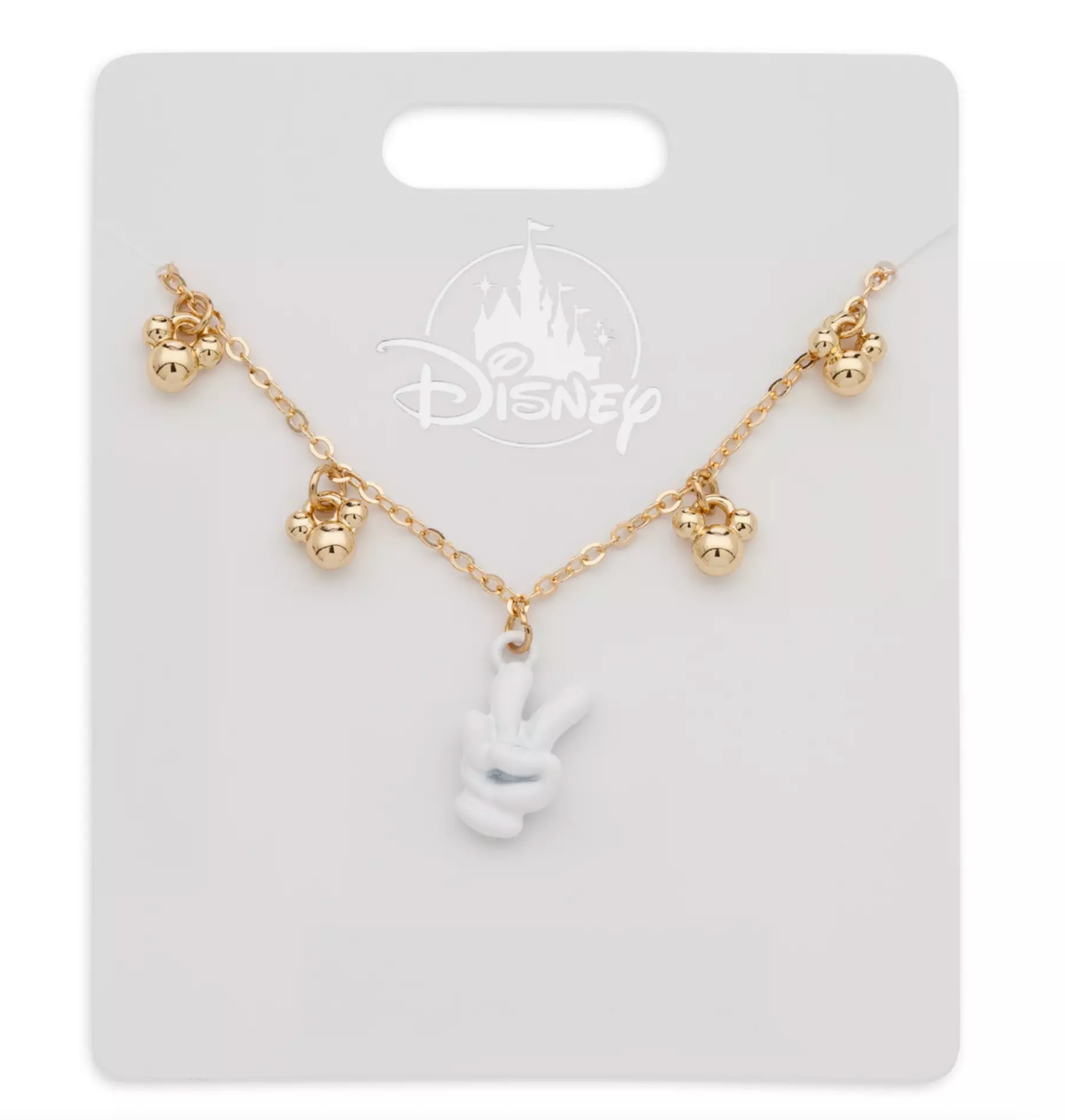 Disney Parks Mickey Icons and Glove Necklace New with Card
