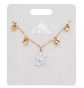 Disney Parks Mickey Icons and Glove Necklace New with Card