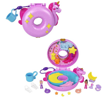 Polly Pocket Sparkle Cove Adventure Unicorn Floatie Compact Playset Toy New Box