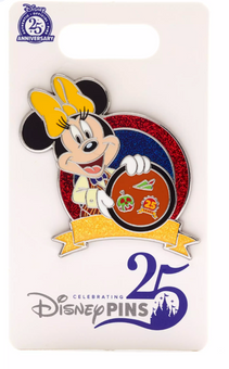Disney Parks Minnie Mouse Pin, Pin Trading 25th Anniversary New With Card