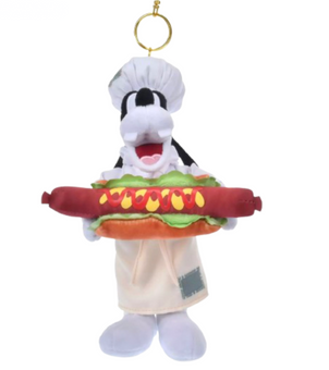 Disney Parks Bakery Chef Goofy with Hot Dog Plush Keychain New with Tag