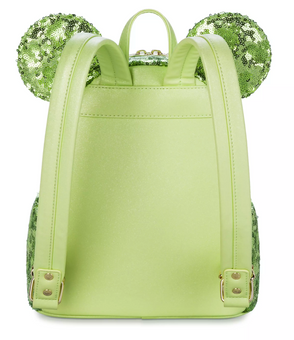 Disney Parks Minnie Mouse Sequined Loungefly Mini Backpack Green New with Tag
