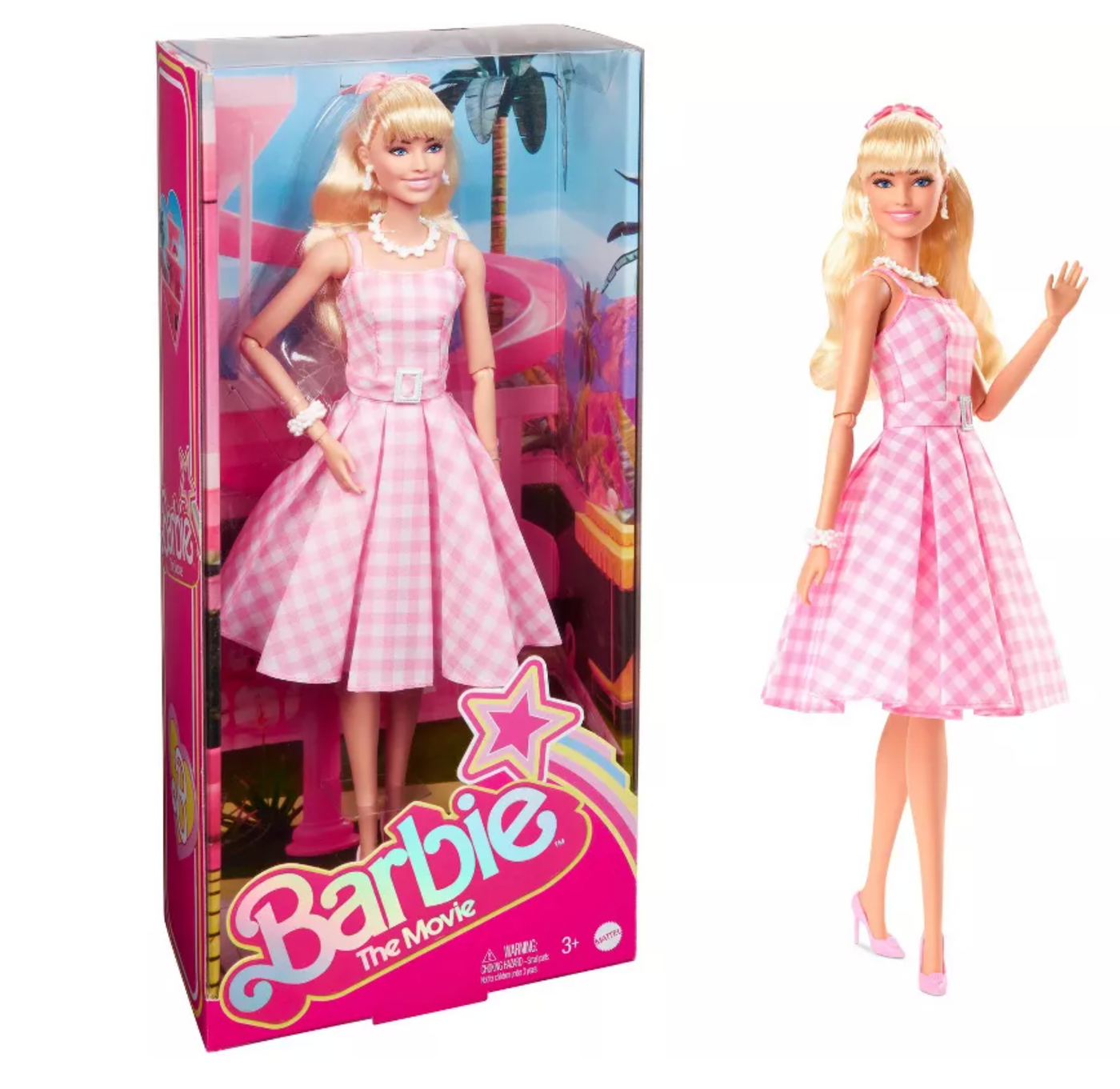 Mattel Barbie The Movie Margot Robbie as Barbie in Pink Gingham Dress Doll New