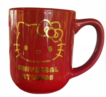 Universal Studios Hello Kitty Red Gold Coffee Mug New With Tag