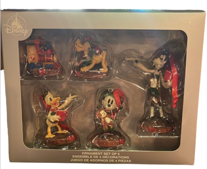 Disney Parks Epcot Germany Mickey and Friends Ornament Set of 5 New With Box