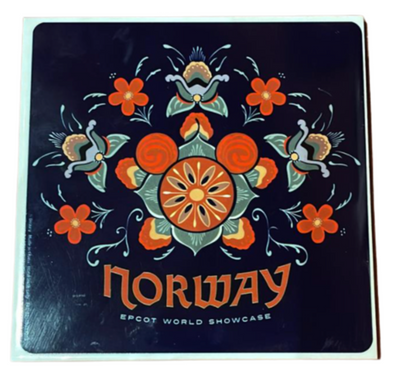 Disney Parks Epcot Norway Floral Mickey Icon Coaster New With Tag