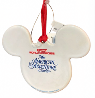Disney Parks Epcot World American USA Mickey Icon Disc Ornament New With Tag