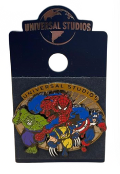 Universal Studios Marvel Super Heroes Spiderman Hulk Captain America Pin New