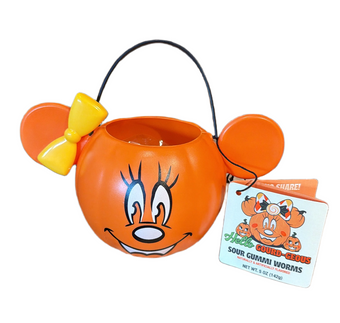 Disney Parks Halloween Minnie Pumpkin Trick Or Treat Candy Bucket New With Tag