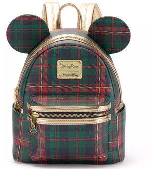 Disney Parks Mickey Icon Plaid Christmas Mini Backpack New with Tag